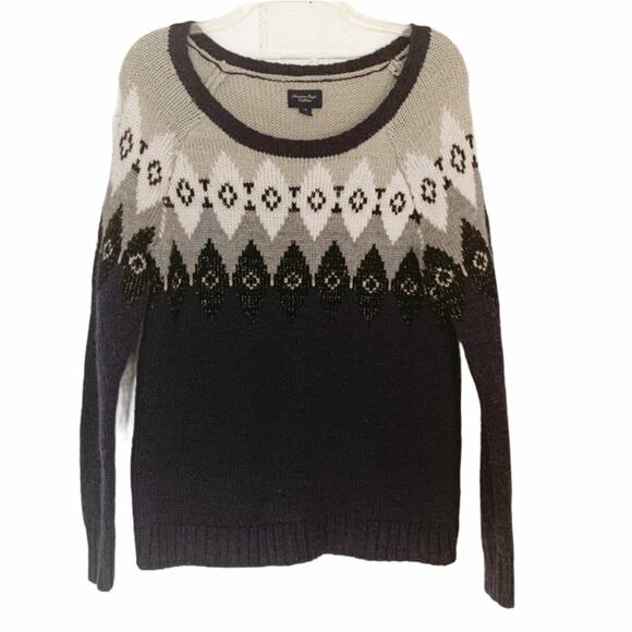 American Eagle Fair Isle Crew Neck Sweater Small - Picture 1 of 9